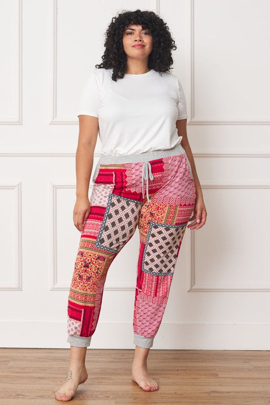 Plus Quilted Print Joggers