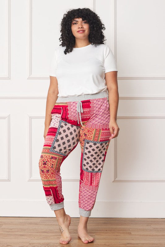 Plus Quilted Print Joggers