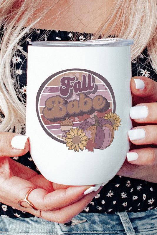 Fall Babe Pumpkin Sunflower Wine Cup