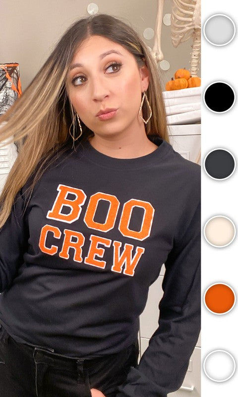 Soft Ideal Chenille Boo Crew Graphic LS T-Shirt