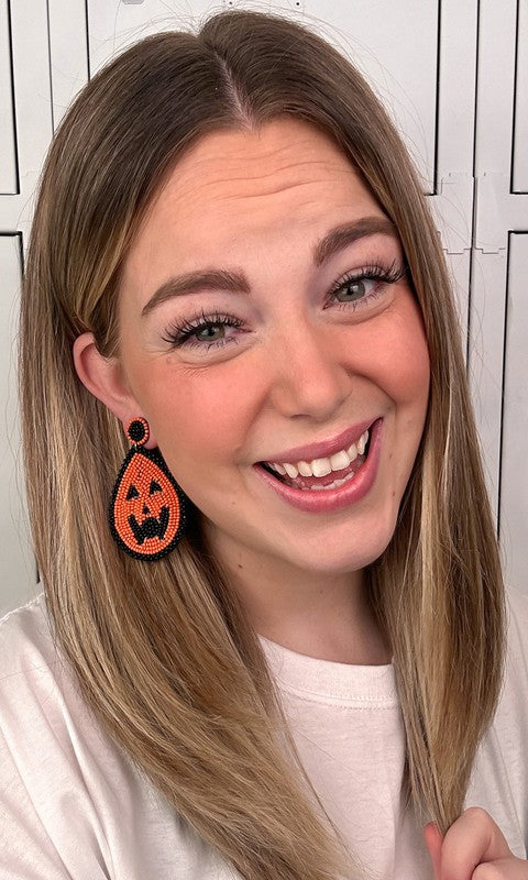 Jack O Lantern Teardrop Earrings