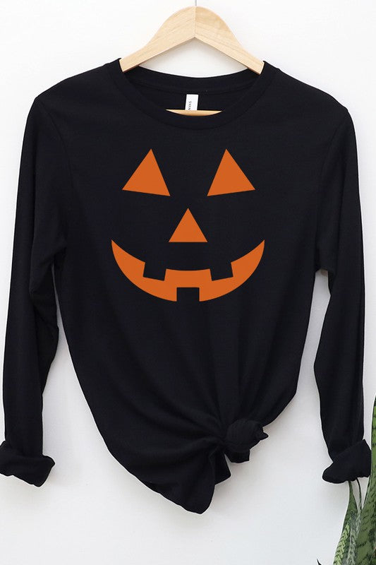 Halloween Orange Jack O Lantern LS Top