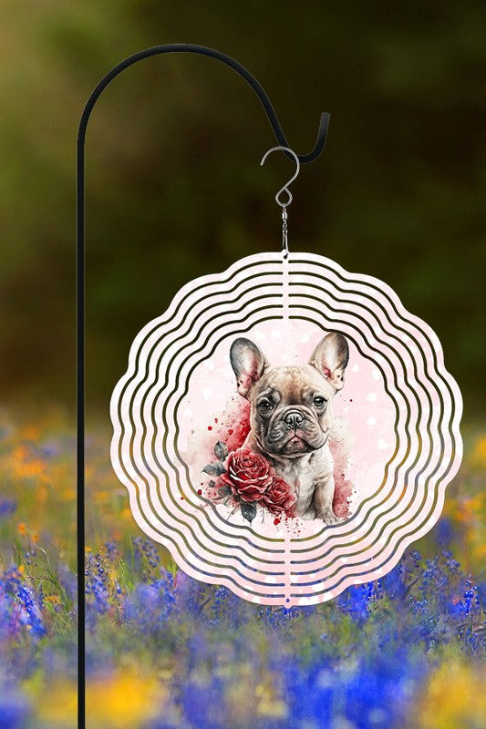 Valentine's Day Frenchie Garden Wind Spinner