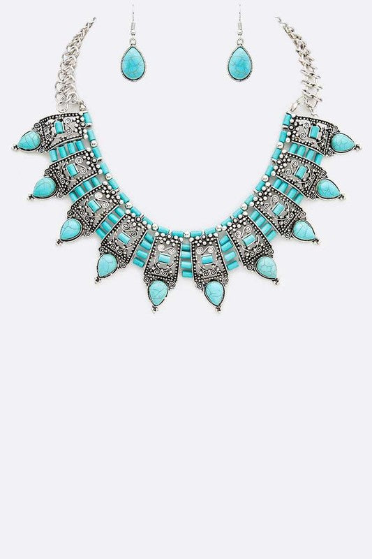 Turquoise Western Statement Necklace Set