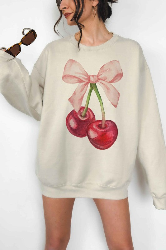 CHERRY BOW COQUETTE OVERSIZED SWEATSHIRT