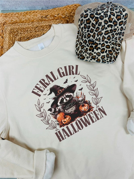 Feral Girl Halloween Crew Neck Sweatshirt