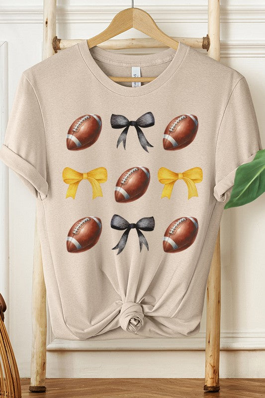 Game Day Black Yellow Football Bows Tee