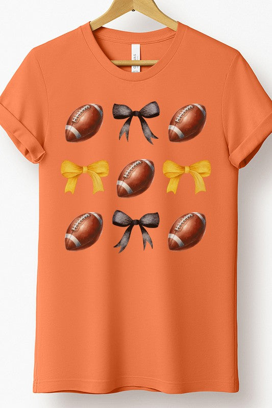 Game Day Black Yellow Football Bows Tee