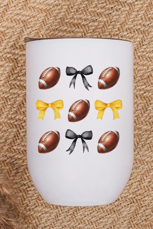 Game Day Football Bows Black Yellow Wine Cup