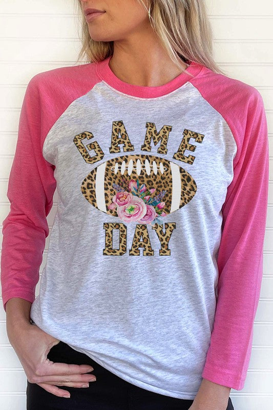 Football Leopard Floral Game Day Raglan