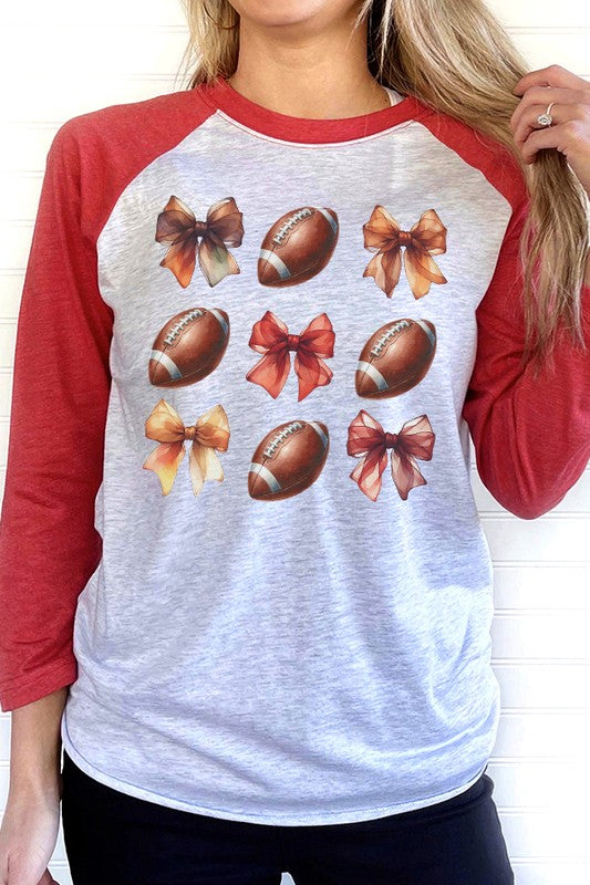 Game Day Football Fall Bows Graphic Raglan