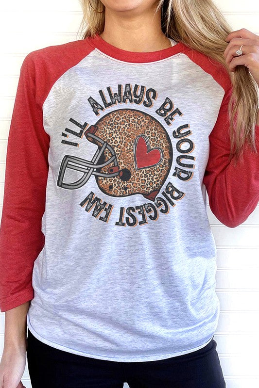 Game Day Football Biggest Fan Leopard Raglan