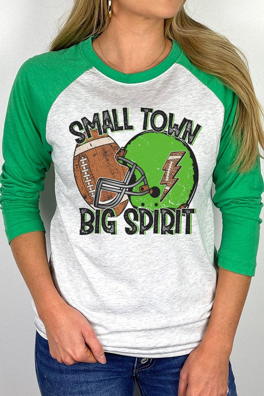 Game Day Football Green Helmet Big Spirit Raglan