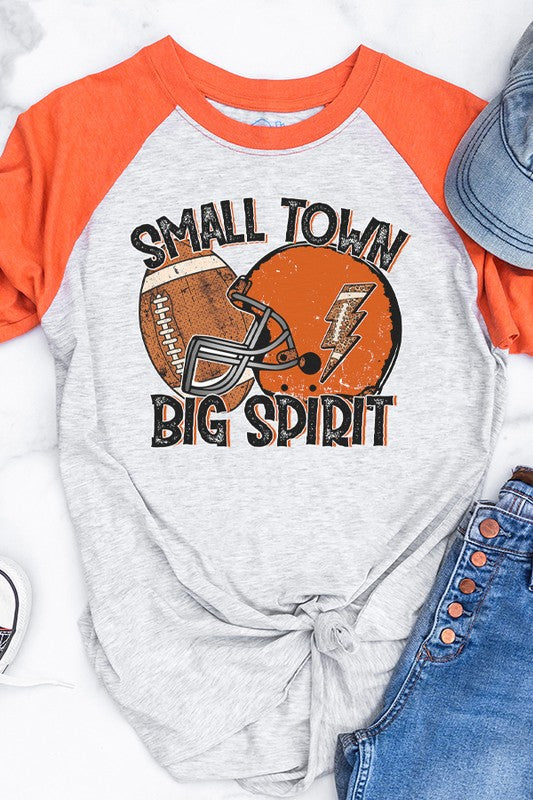 Game Day Football Orange Helmet Big Spirit Raglan