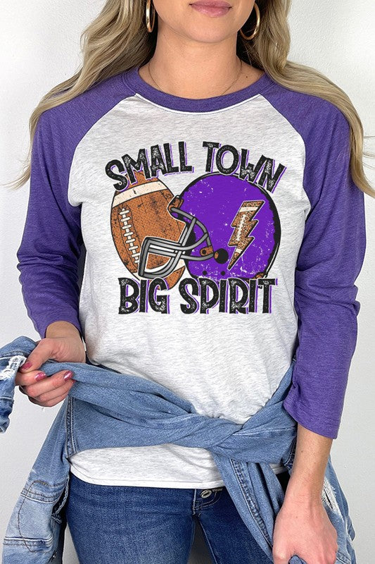 Game Day Football Purple Helmet Big Spirit Raglan