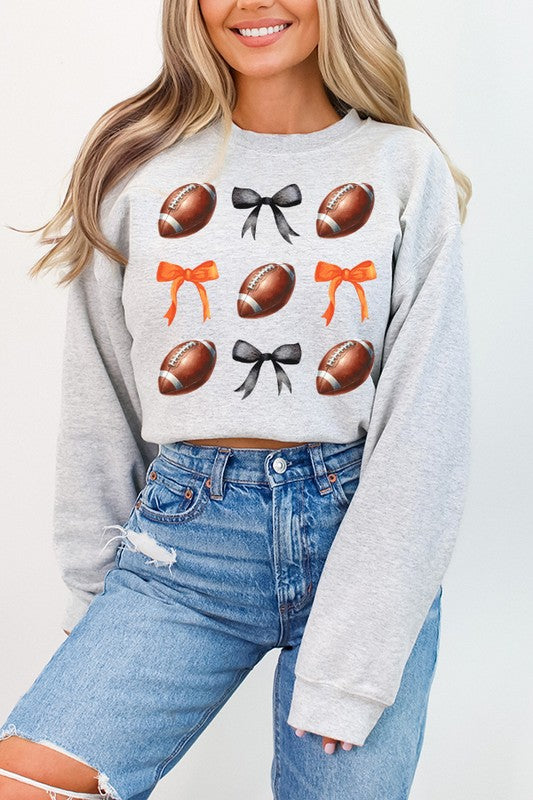 Gameday Football Bows Orange Black Sweatshirt