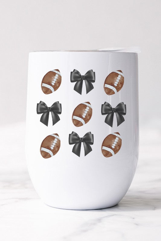 Gameday Fall Football Black Bows Wine Cup