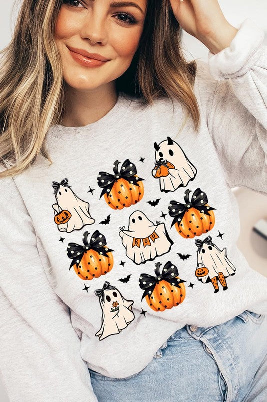 Cute Ghost Fall Pumpkin Graphic Fleece Sweatshirts