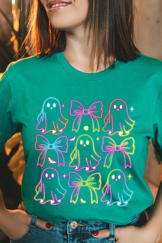 Coquette Neon Halloween Ghost Graphic Tee