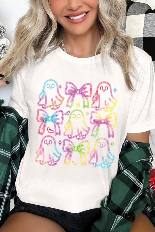 Coquette Neon Halloween Ghost Graphic Tee