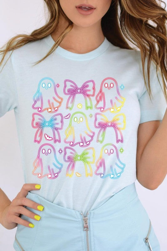 Coquette Neon Halloween Ghost Graphic Tee