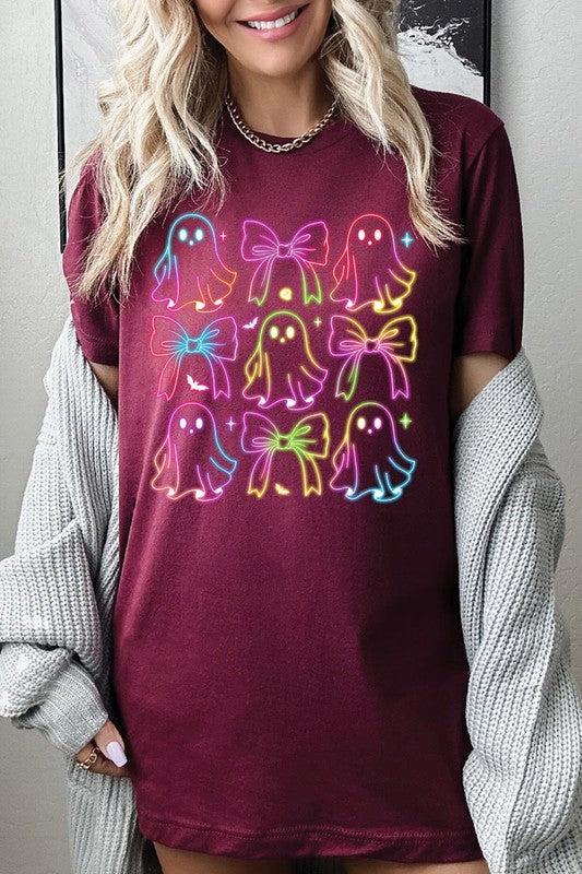 Coquette Neon Halloween Ghost Graphic Tee