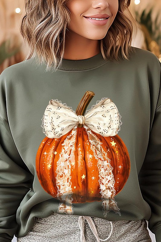 Coquette bow Halloween Pumpkin Fleece Sweatshirts