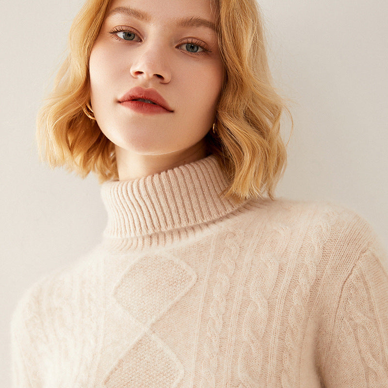 Female Turtleneck Pullover Thick Cashmere Sweater