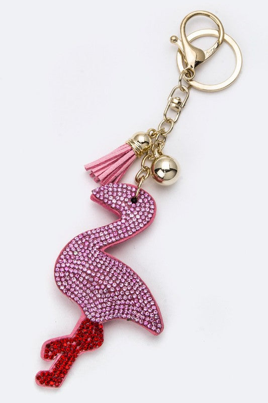 Crystal Flamingo Pillow Key Chain