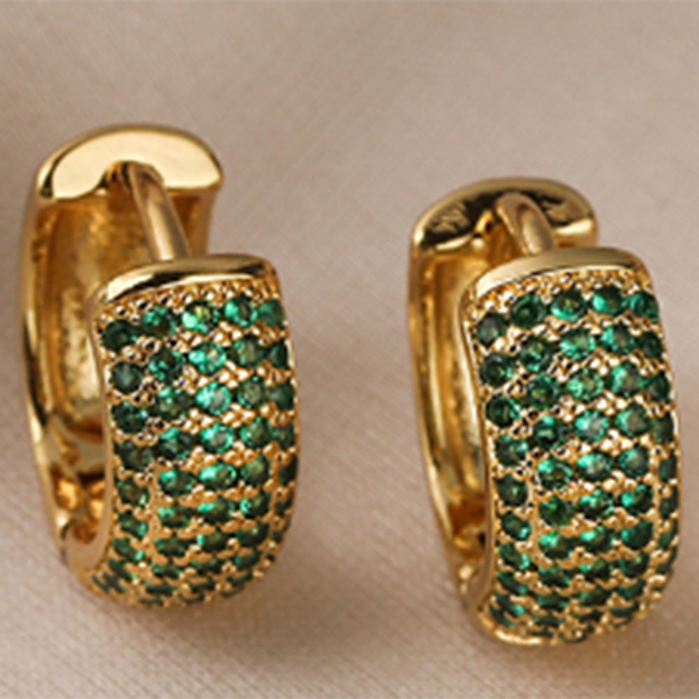 Copper Plated Real Gold Zircon Mini Earring Women
