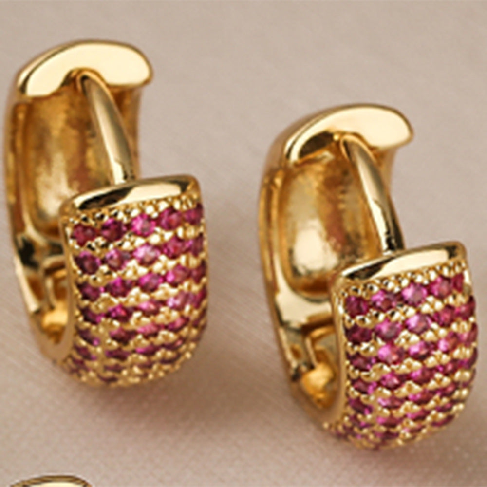 Copper Plated Real Gold Zircon Mini Earring Women